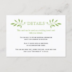 Grüne Blätter Muster Hochzeitkarte Begleitkarte