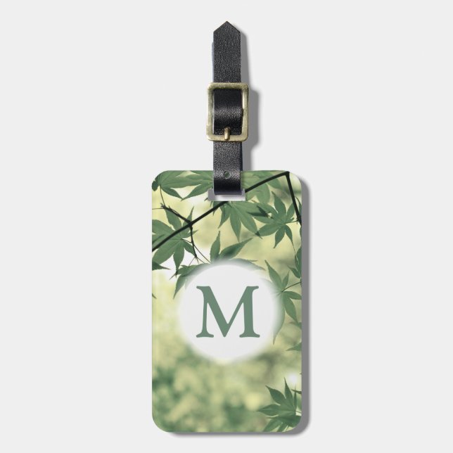 Grüne Blätter Naturele Botanische Monogramm Gepäckanhänger (Vorderseite vertikal)