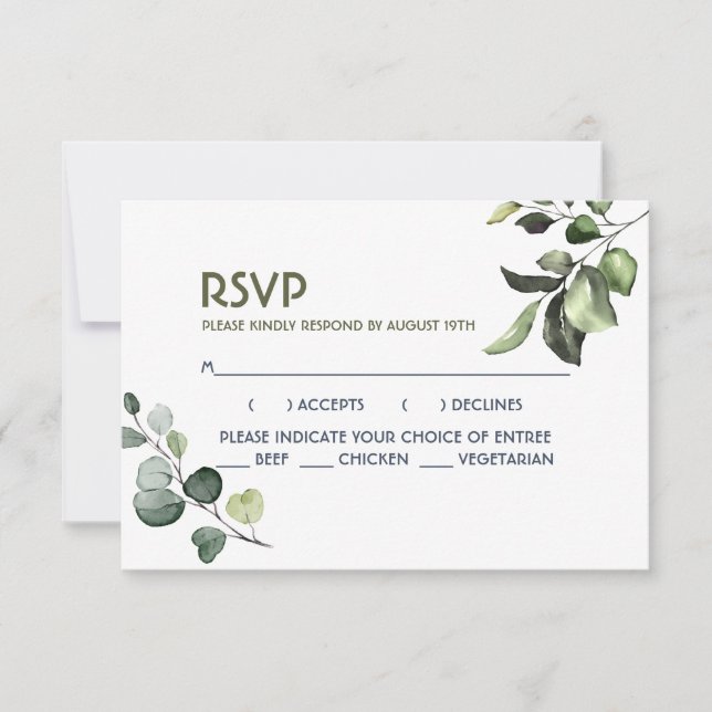 Grüne Blätter Outdoor Wedding Garden Response RSVP Karte (Vorderseite)