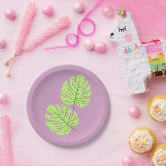 Grüne Blätter Papier Teller