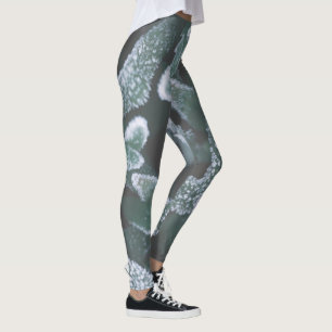 Grüne Blätter Pflanze Gras gefroren Frost Leggings