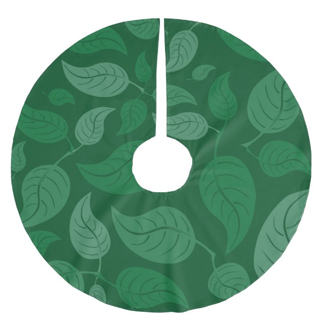Grüne Blätter Polyester Weihnachtsbaumdecke (Vorderseite)