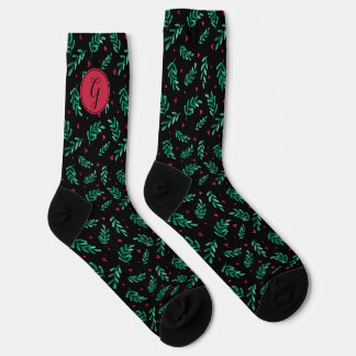 Grüne Blätter & Red Berries Weihnachtsmuster Schwa Socken
