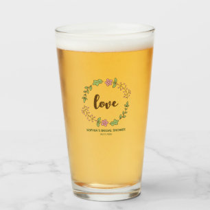 Grüne Blätter Rosa Blume Brautparty Glas