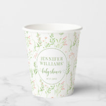 Grüne Blätter Rosa Wildblumen Babydusche