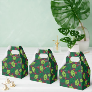 Grüne Blätter, rote Berries, Muster von Blätter Geschenkschachtel