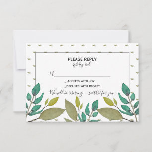 Grüne Blätter RSVP Card Karte