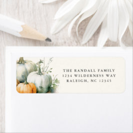 Grüne Blätter Rustic Fall Pumpkin Rücksendeadresse