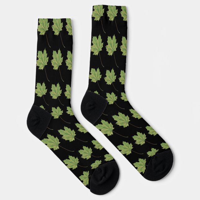 Grüne Blätter Schwarze Socken (Rechts)