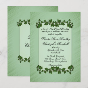 Grüne Blätter Shimmer Hochzeitsempfehlung Einladung