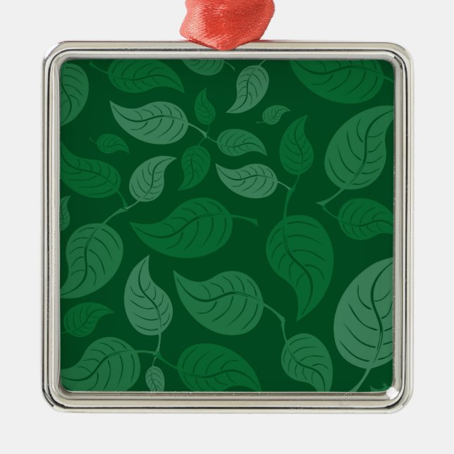 Grüne Blätter Silbernes Ornament (Vorne)