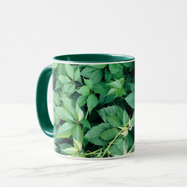 Grüne Blätter Tasse (Vorderseite Links)