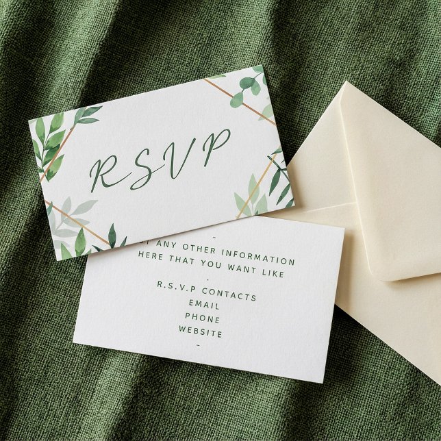 Grüne Blätter, UAWG Hochzeit Begleitkarte (Green leaves, RSVP wedding Enclosure Card.)