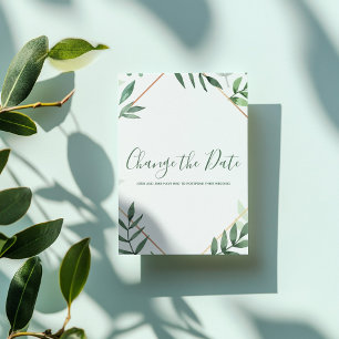 Grüne Blätter und Goldgrenzen ändern die Datumskar Save The Date