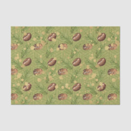 Grüne Blätter und Kaffeebohnen Seidenpapier