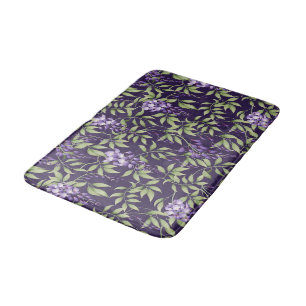 Grüne Blätter und Wisteria-Blumenmuster Badematte