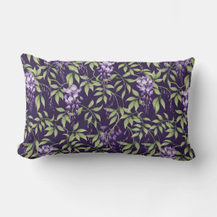 Grüne Blätter und Wisteria-Blumenmuster Lendenkissen