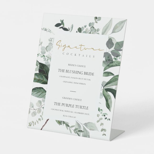 Grüne Blätter Unterschrift Drinks Cocktails Sockelschild (Vorderseite)