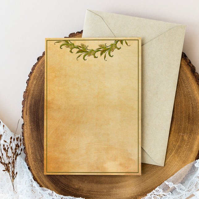 Grüne Blätter Vintages Stationierpapier Briefpapier (Von Creator hochgeladen)