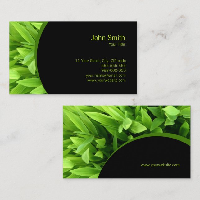 Grüne Blätter Visitenkarte (Vorne/Hinten)
