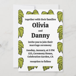 Grüne Blätter Weintrauben Botanische Hochzeit Einladung