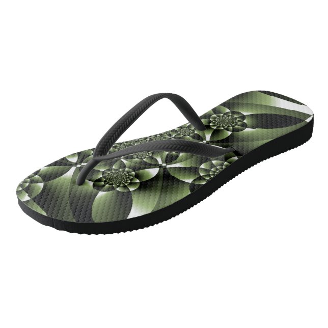 Grüne Blätterblätter Flip Flops (Schrägansicht)