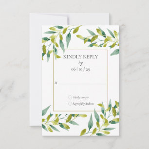 Grüne Blattgold-Geometrie Hochzeit RSVP Karte
