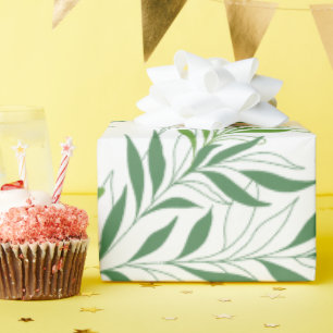 Grüne Blattmuster Elegantes Grün und Weiß Geschenkpapier