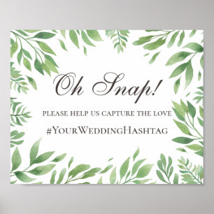 Grüne Blattpflanzen. Grüne Hochzeit Hashtag Instag Poster
