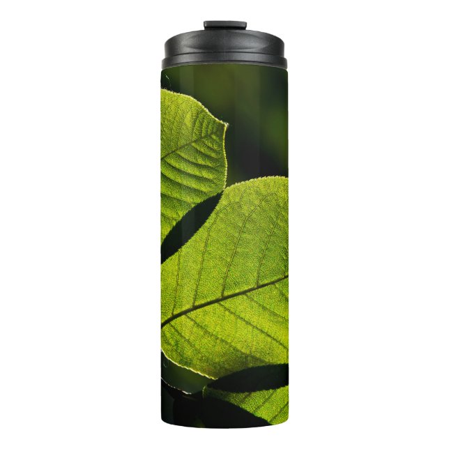 Grüne Blattviertel Thermosbecher (Vorderseite)
