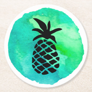 Grüne Blaue Ananas Runder Pappuntersetzer