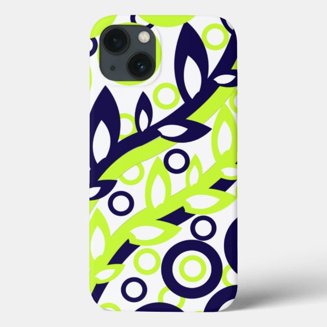 Grüne Blaue Blätter Case-Mate iPhone Hülle (Rückseite)