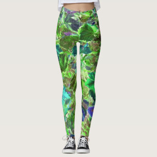 Grüne Blaue Blätter Natur Leggings