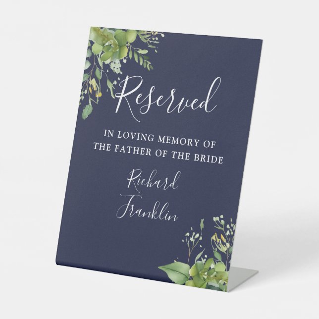 Grüne blaue Erinnerung für Hochzeiten Sockelschild (Vorderseite)