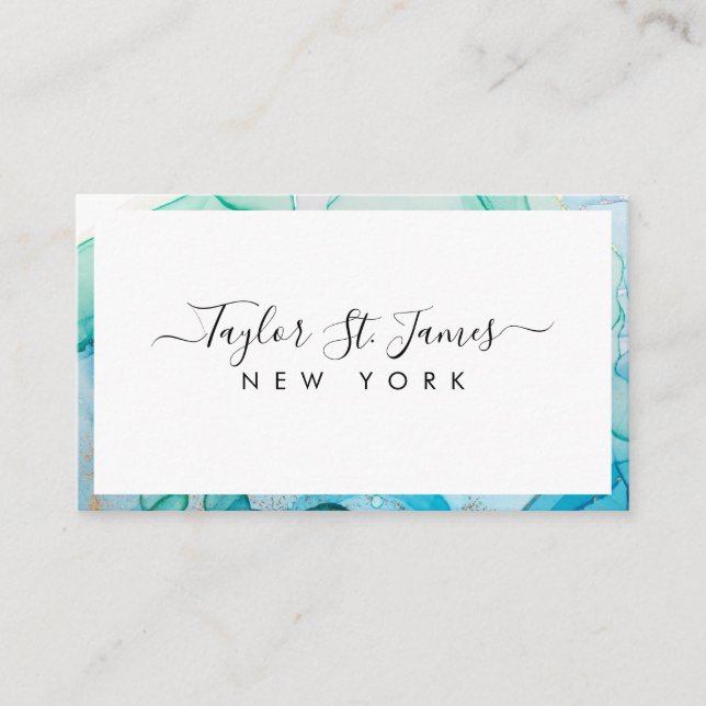 Grüne blaue Grenz-Visitenkarte Visitenkarte (Vorderseite)