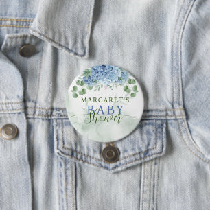 Grüne blaue Hydrangea Die Junge Baby-Dusche Button