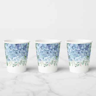 Grüne blaue Hydrangea Die Junge Baby-Dusche Pappbecher
