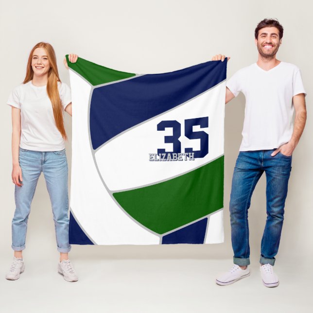 Grüne blaue Mannschaftsfarben im Volleyballzimmerd Fleecedecke (Beispiel)