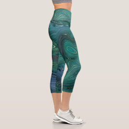 Grüne blaue Marmorplatte Capri Leggings