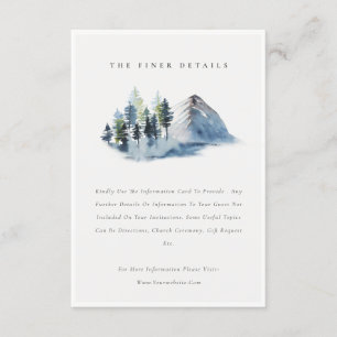 Grüne blaue Pine Woods Mountains Hochzeitsdetails Begleitkarte