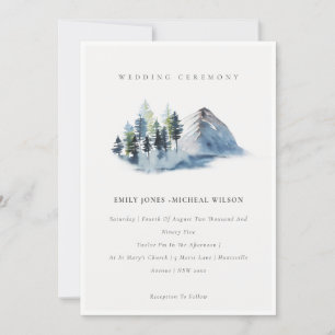 Grüne Blaue Pine Woods Mountains Wedding Einladung