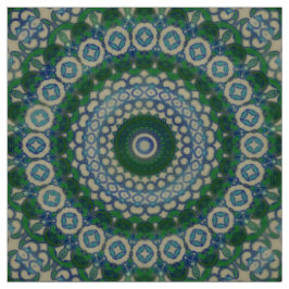 Grüne, blaue und graue Mandala Stoff