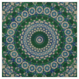 Grüne, blaue und graue Mandala Stoff