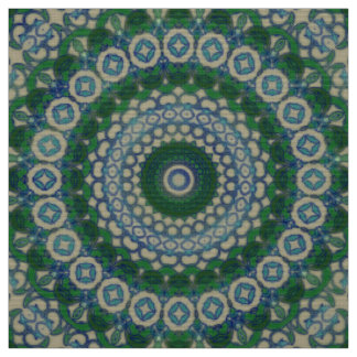Grüne, blaue und graue Mandala Stoff