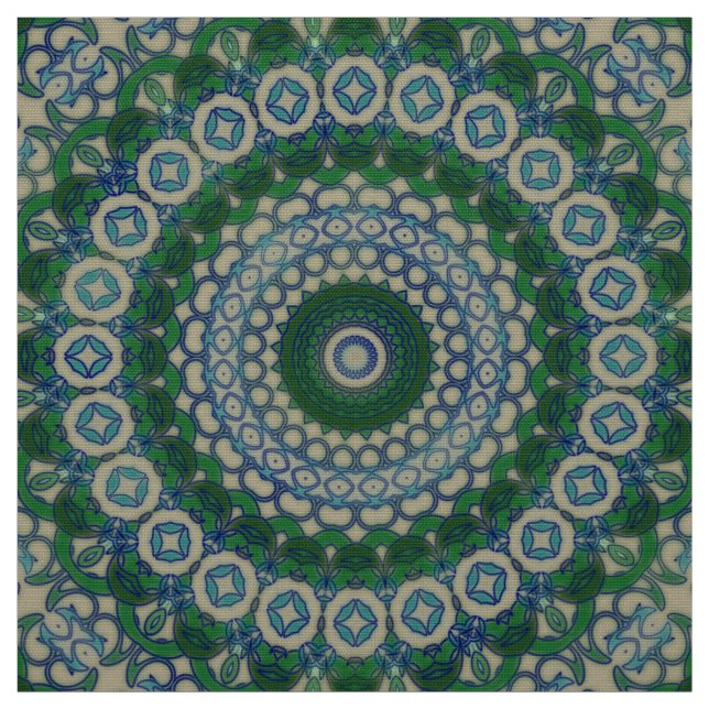 Grüne, blaue und graue Mandala Stoff (Muster)