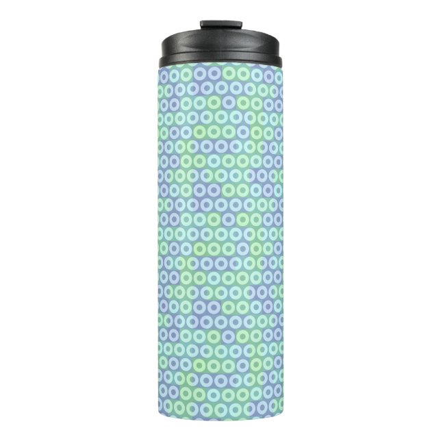 grüne, blaue und violette Kreise Thermosbecher (Vorderseite)