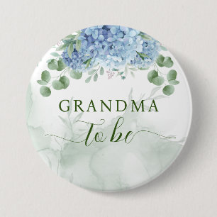 Grüne Blue Hydrangea Baby Dusche Oma zu sein Button