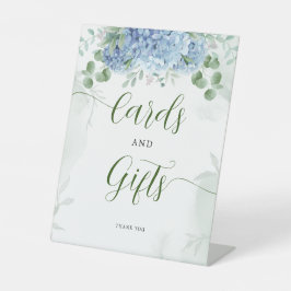 Grüne Blue Hydrangea Karten und Geschenksäulendusc Sockelschild