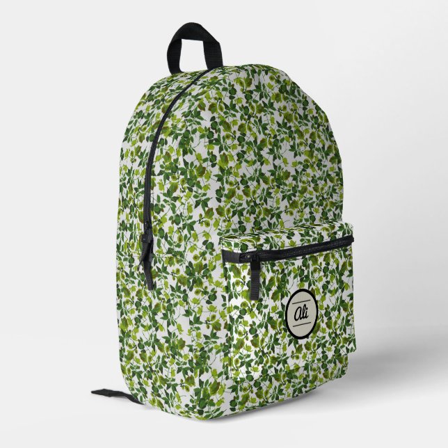 Grüne Blume 2 Bedruckter Rucksack (Rückseitige Ecke links)