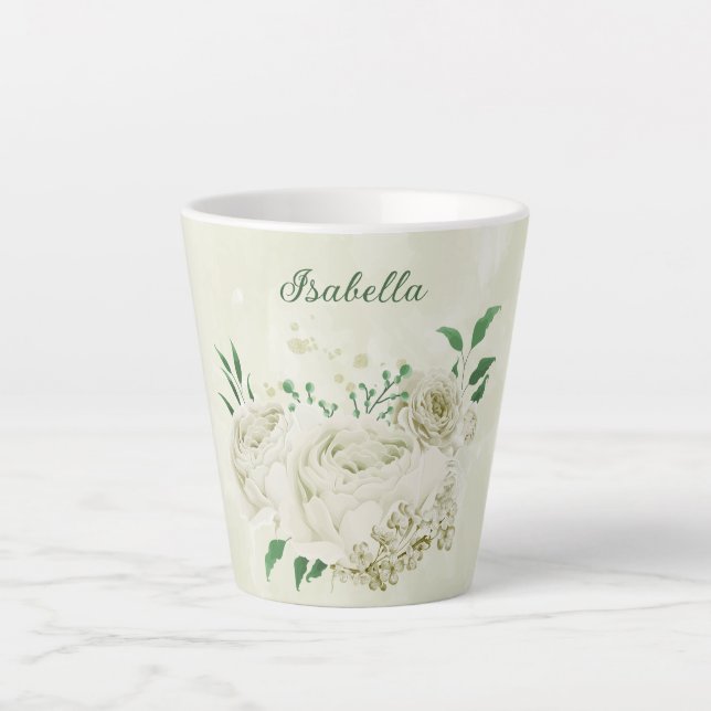 Grüne Blume aus Elfenbein Milchtasse (Vorderseite)